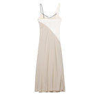 Women Clothing Summer Elegant Sexy V neck Mid Length Strap Stitching Midi Dress Bella Mia