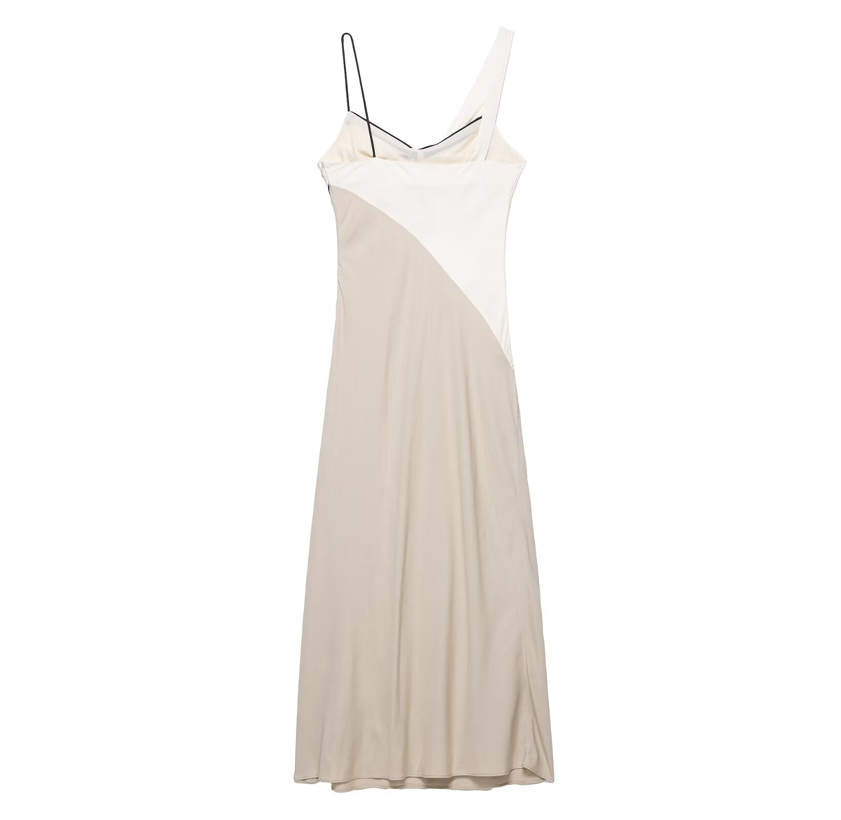 Women Clothing Summer Elegant Sexy V neck Mid Length Strap Stitching Midi Dress Bella Mia
