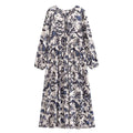 Rayon Printed Casual Bohemian Long Sleeve Dress Summer French Retro Elegant Midi Dress