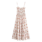 Rayon Printed Elastic Chest Wrapped Beach Casual Sling Dress Summer Waist Controlled Midi Dress Bella Mia