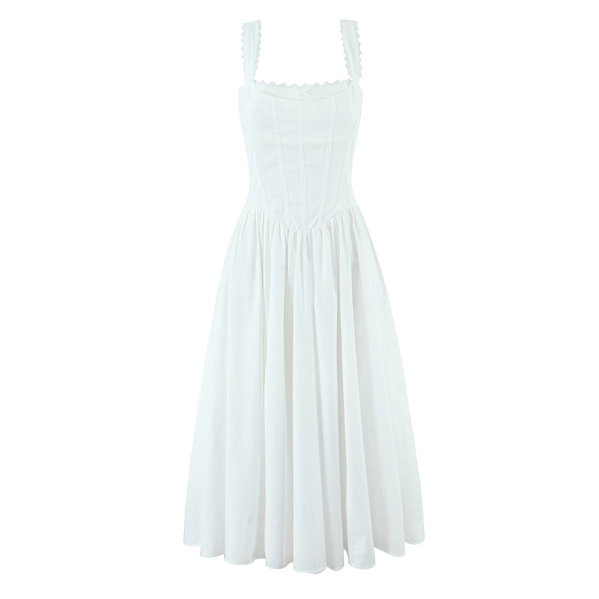 Elegant Floral Lace Lace Sling Dress Dress Summer Cinched Waist Slim Fit Midi Dress Women Bella Mia