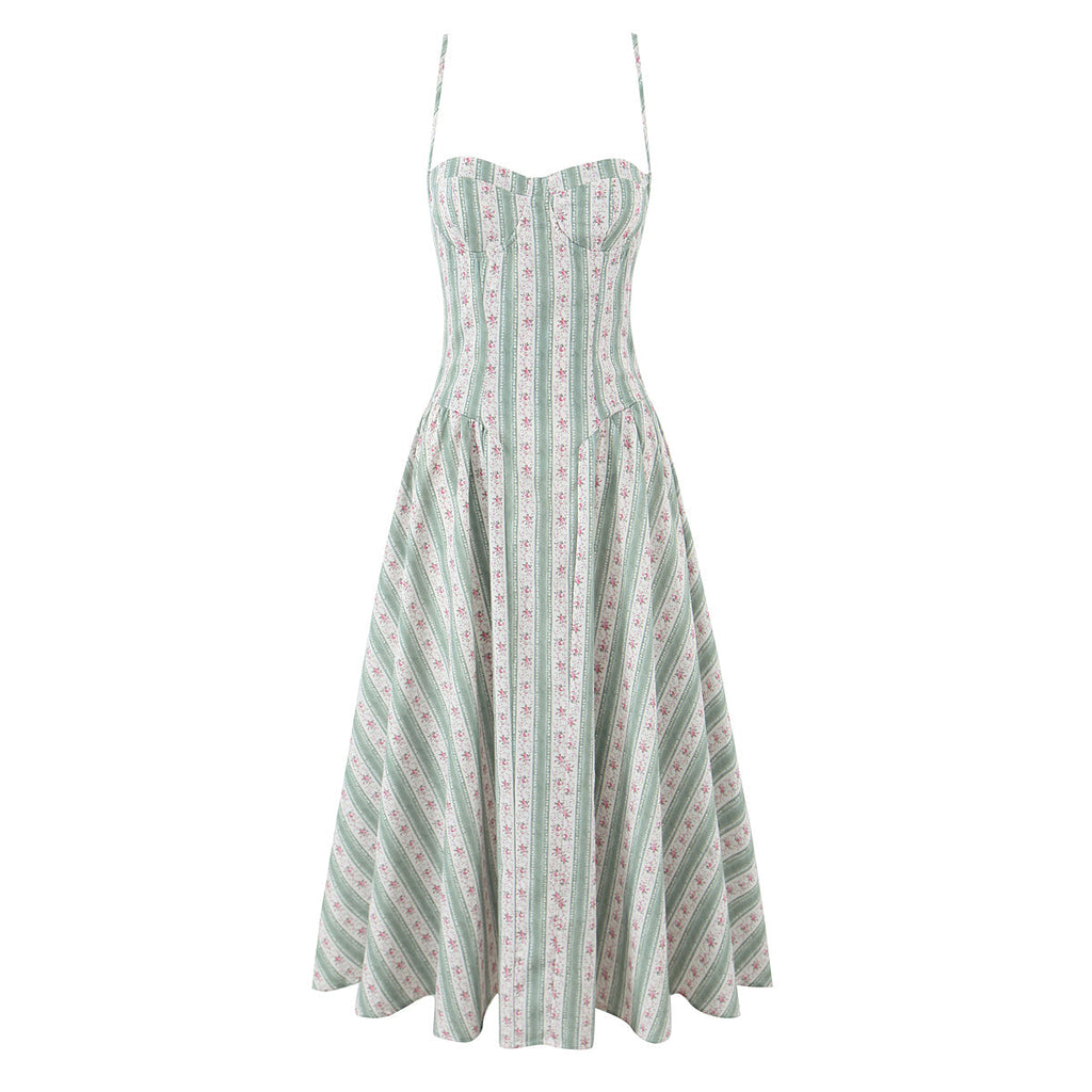 Gentle Green Shivering Sling Dress Women Summer Waist Tight Seaside Vacation Beach Dress Bella Mia