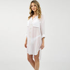 Woven Crepe Shirt Hidden Hook Beach Cover up Bikini Coat Shirt Swimsuit Cardigan Women Bella Mia