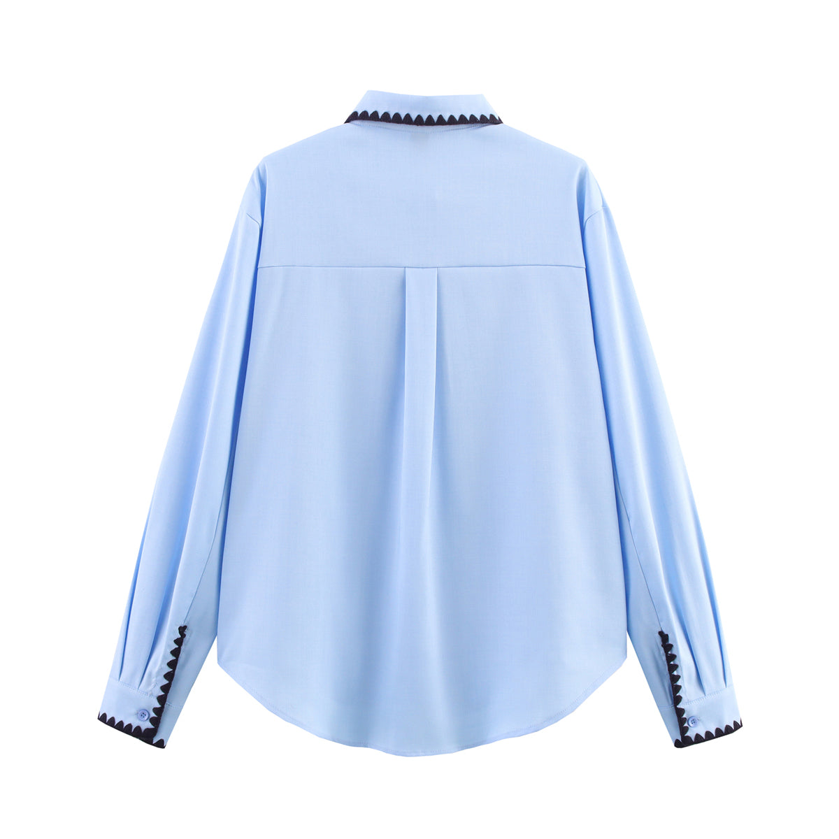 Women Clothing Autumn Niche Chic Shell Craft Blue Shirt Long Sleeve Loose Shirt Bella Mia