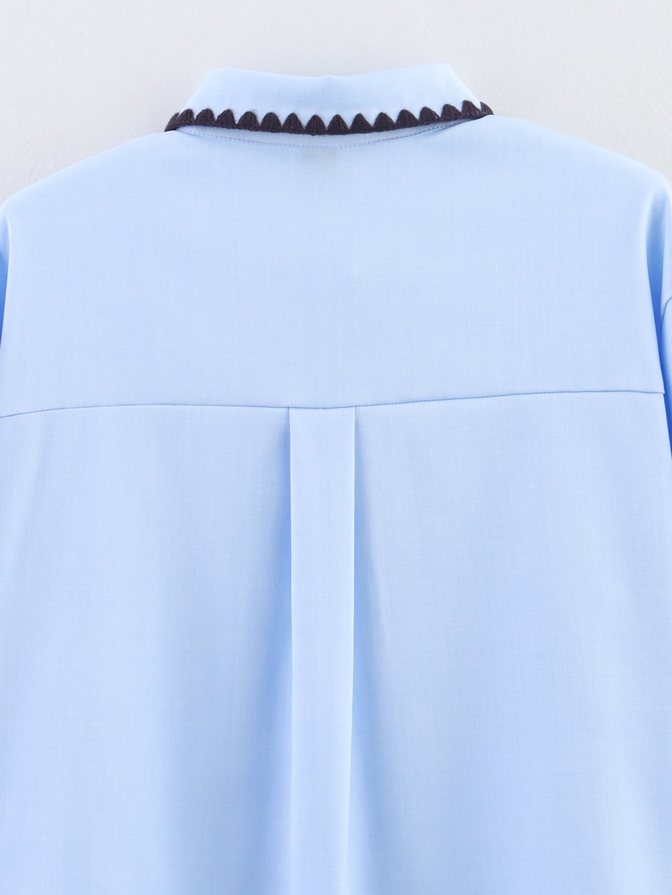 Women Clothing Autumn Niche Chic Shell Craft Blue Shirt Long Sleeve Loose Shirt Bella Mia
