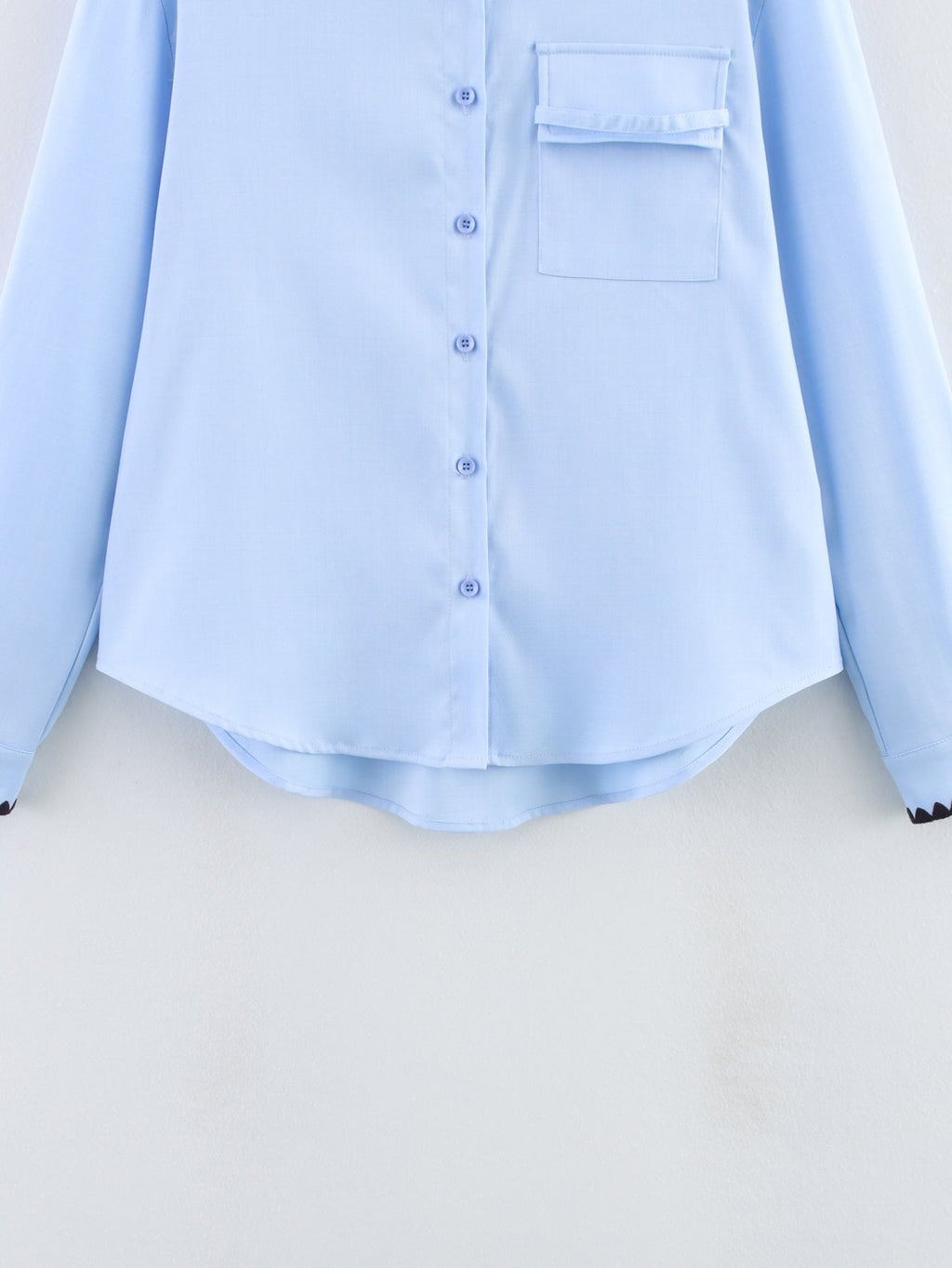 Women Clothing Autumn Niche Chic Shell Craft Blue Shirt Long Sleeve Loose Shirt Bella Mia