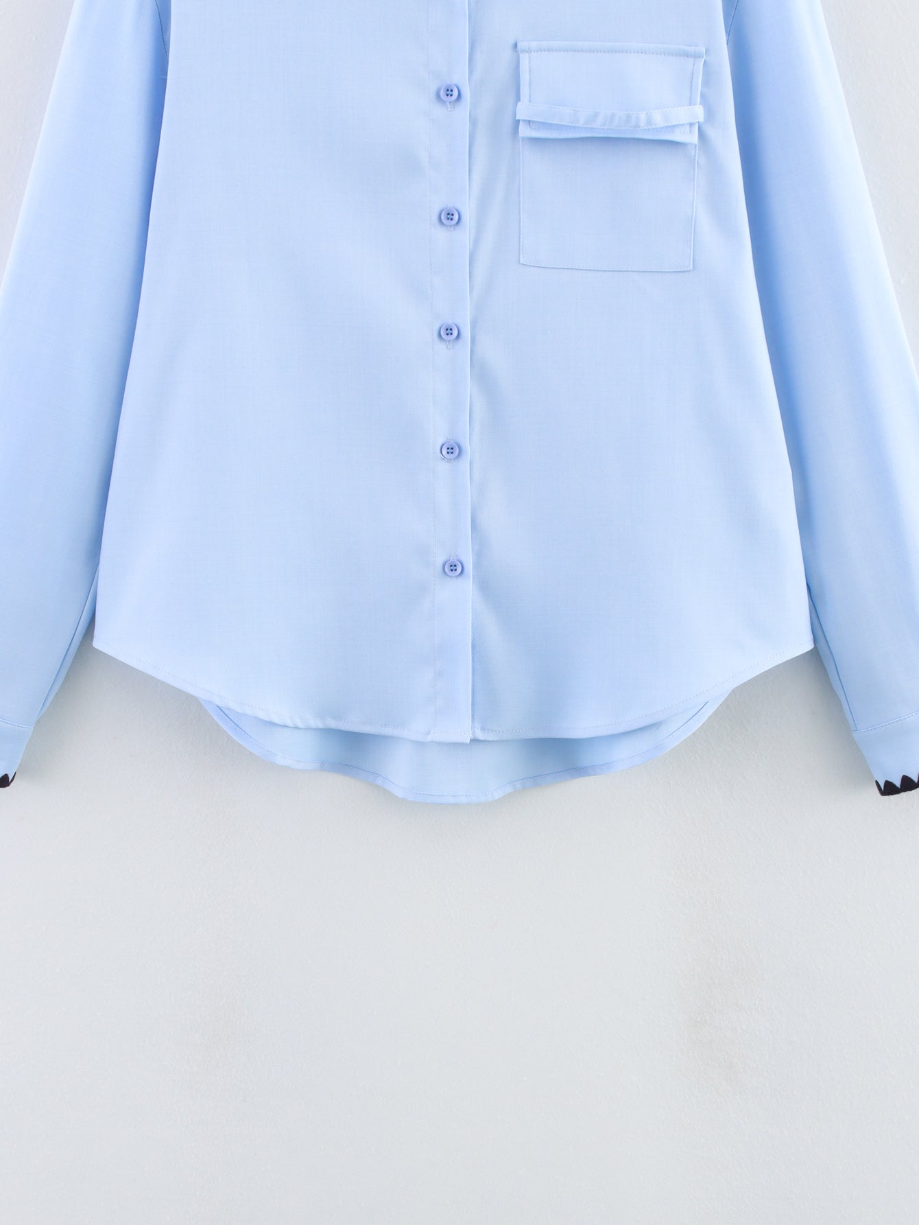 Women Clothing Autumn Niche Chic Shell Craft Blue Shirt Long Sleeve Loose Shirt Bella Mia