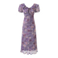Lace up Light Purple Ruffled Maxi Dress Women Summer Tight Waist Slim Fit Dress Bella Mia