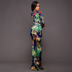Sexy High Slit Printed Dress Arrival Women Clothing Deep V Plunge Plunge Long Sleeve Dress Plus Size Bella Mia