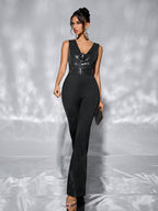 Women Casual Waist Tight Women Jumpsuit Loose Wide Leg Sequ Jumpsuit Bella Mia