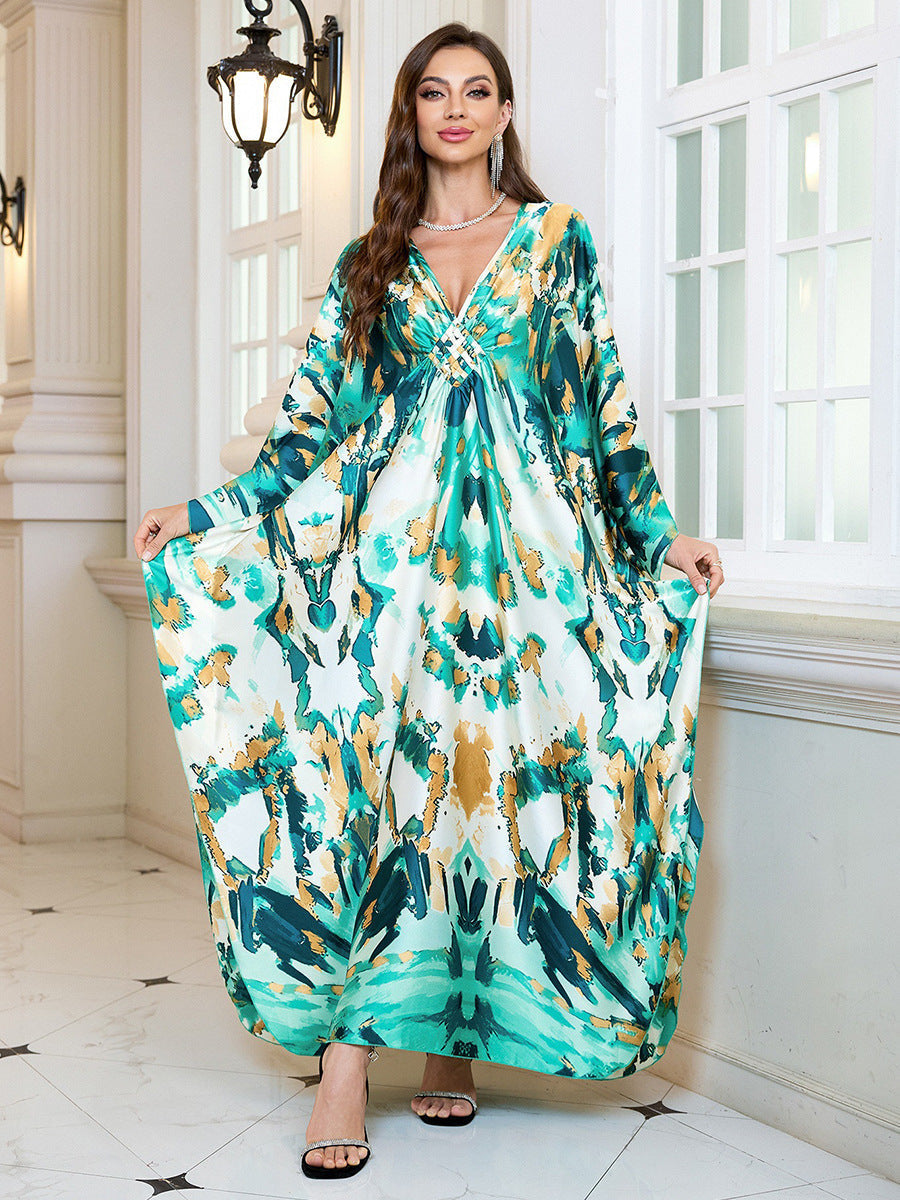 Silk Satin Holiday Beach Dress Loose Dress Women Sunscreen Robe Beach Cover Up Bella Mia