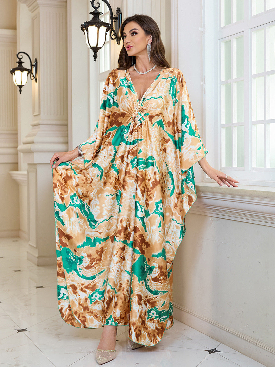 Silk Satin Holiday Beach Dress Loose Dress Women Sunscreen Robe Beach Cover Up Bella Mia