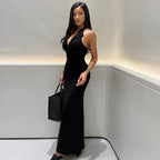 Sexy Backless Slim Fit One Step Hip Dress V neck Length Dress Women Clothing Bella Mia