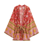 Rayon Printed Long Sleeve Cardigan Casual Loose Beach Kimono Dress Women Summer Bella Mia