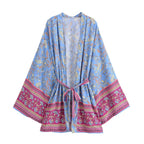 Rayon Printed Long Sleeve Cardigan Casual Loose Beach Kimono Dress Women Summer Bella Mia
