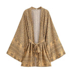 Rayon Printed Long Sleeve Cardigan Casual Loose Beach Kimono Dress Women Summer Bella Mia