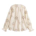 Women Clothing Spring Sweet Floral Embroidered Mini Shirt Bella Mia