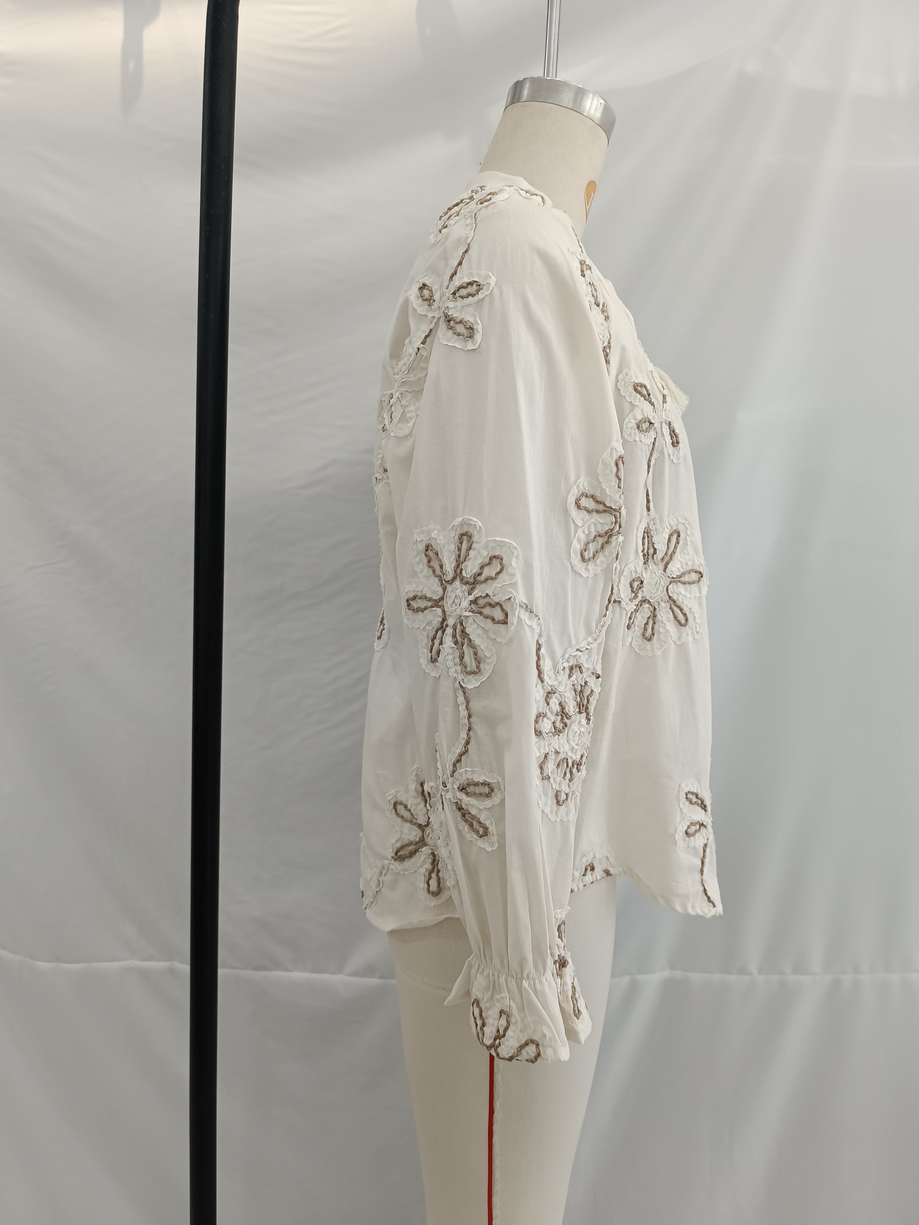Women Clothing Spring Sweet Floral Embroidered Mini Shirt Bella Mia