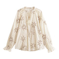 Women Clothing Spring Sweet Floral Embroidered Mini Shirt Bella Mia