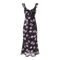 Vacation Ruffled V neck Lace up Printed Fishtail Suspender Skirt Waisted Slim Fit Package Hip Maxi Dress Bella Mia