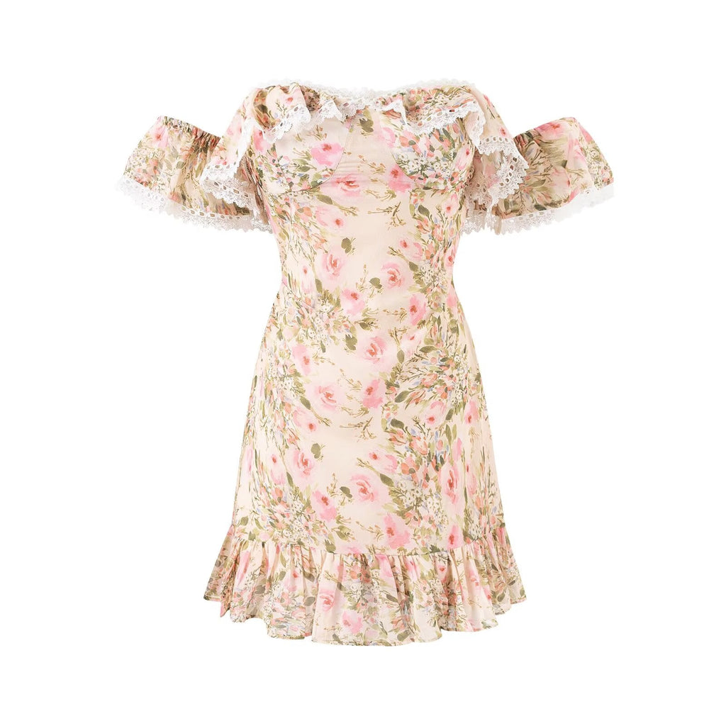 Summer Pure Lace Floral Slim Fitting Hip Dress Bella Mia