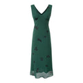 Summer Retro Texture Vacation Casual Green Background Printed V neck Dress
