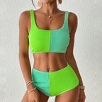 Swimwear Women Split Solid Color Sexy High Waist Bikini Swimsuit Bella Mia