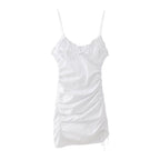Summer Women Clothing Slim Fit Bow Decorative Pleated Short Dress Bella Mia