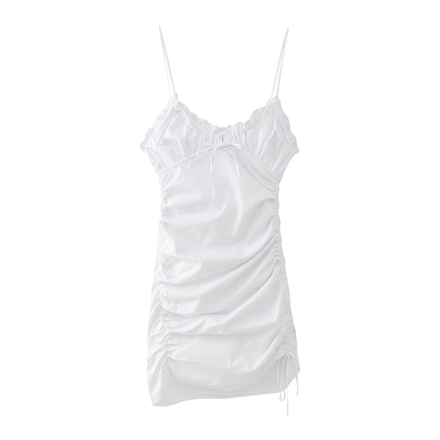 Summer Women Clothing Slim Fit Bow Decorative Pleated Short Dress Bella Mia