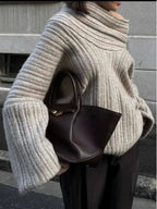 Trendy Casual All Matching Lazy off Shoulder Shoulder Knitwear Sweater Women Bella Mia