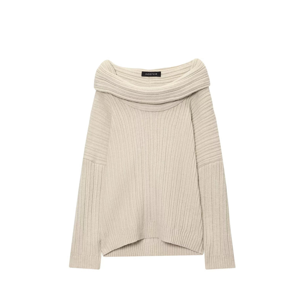 Trendy Casual All Matching Lazy off Shoulder Shoulder Knitwear Sweater Women Bella Mia