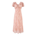 Summer V neck Ruffled Chest Strap Puff Sleeve Waist Tight Slim Fit Dress