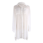 Woven Crepe Shirt Hidden Hook Beach Cover up Bikini Coat Shirt Swimsuit Cardigan Women Bella Mia