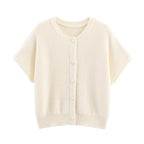 Fall Women Clothing Simple round Neck Fishnet Pin Waistcoat Knitted Vest Cardigan Bella Mia