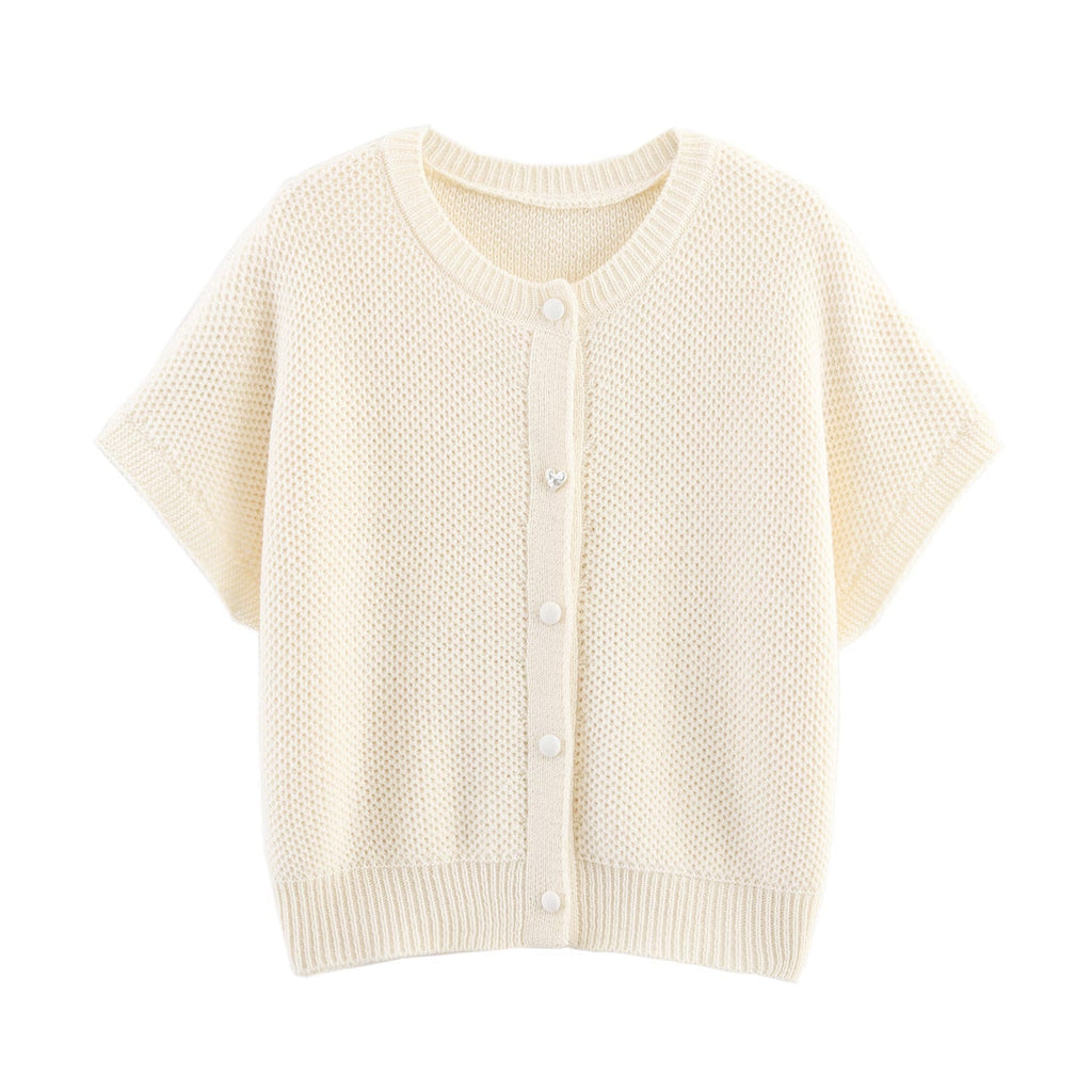 Fall Women Clothing Simple round Neck Fishnet Pin Waistcoat Knitted Vest Cardigan Bella Mia