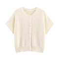 Fall Women Clothing Simple round Neck Fishnet Pin Waistcoat Knitted Vest Cardigan Bella Mia