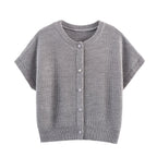 Fall Women Clothing Simple round Neck Fishnet Pin Waistcoat Knitted Vest Cardigan Bella Mia