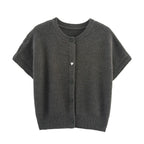Fall Women Clothing Simple round Neck Fishnet Pin Waistcoat Knitted Vest Cardigan Bella Mia