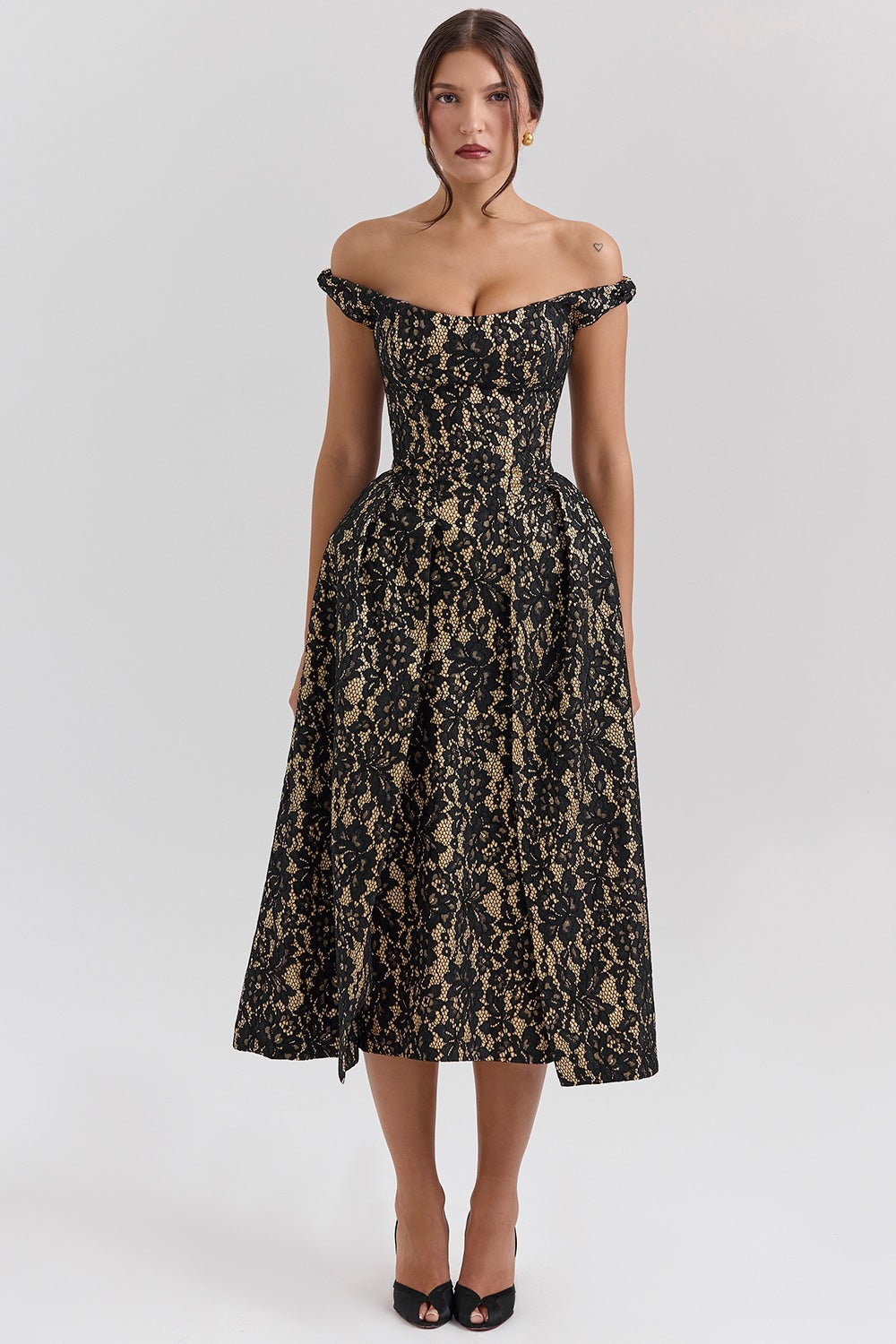 Spring Summer Women Clothing Fashionable off Shoulder Backless Slim Fit Waist Trimming Printing Dress Women Bella Mia