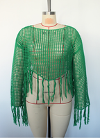 Hollow Out Cutout Knitted Sun Protection Shirt Swimsuit Outwear Overclothes Sexy Loose Pullover Beach Cover up Bella Mia