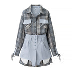 Women Clothing Plaid Shirtdress Two Piece SkirtSets Bella Mia