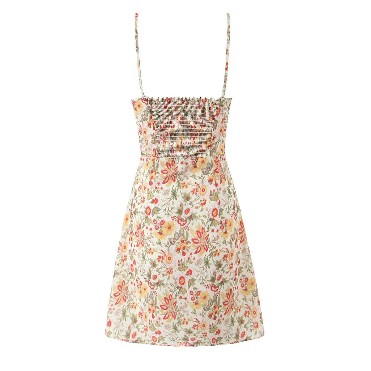 Summer French Romantic Sexy Sweet Floral Design Waist Slimming Sling Dress
