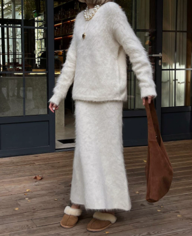 Pullover Sweater Skirt Autumn Winter Knitted Two Piece Sets Sweater Women Bella Mia