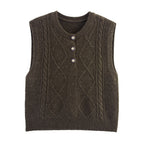 Women Clothing Autumn Sequined Diamond round Neck Half Cardigan Knitted Vest Bella Mia