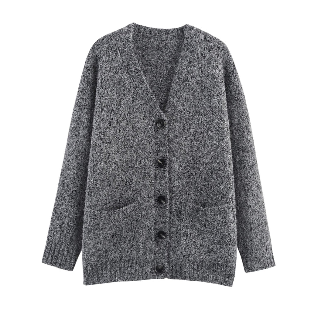 Women Clothing Autumn Lazy Autumn Winter Simplicity V neck Single Breasted Coat Bella Mia