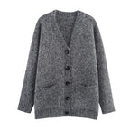 Women Clothing Autumn Lazy Autumn Winter Simplicity V neck Single Breasted Coat Bella Mia