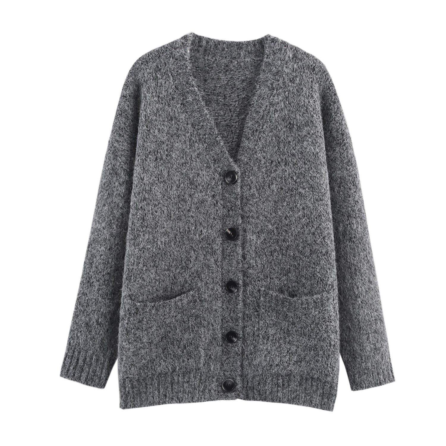 Women Clothing Autumn Lazy Autumn Winter Simplicity V neck Single Breasted Coat Bella Mia