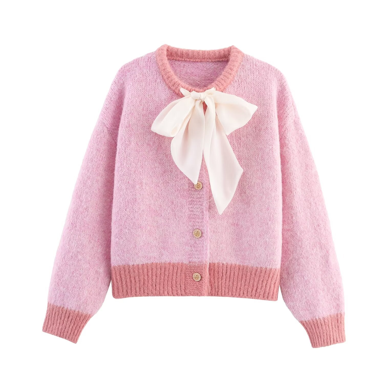 Women Clothing Fall round Neck Long Sleeve Bowknot Decorative Knitwear Coat Bella Mia