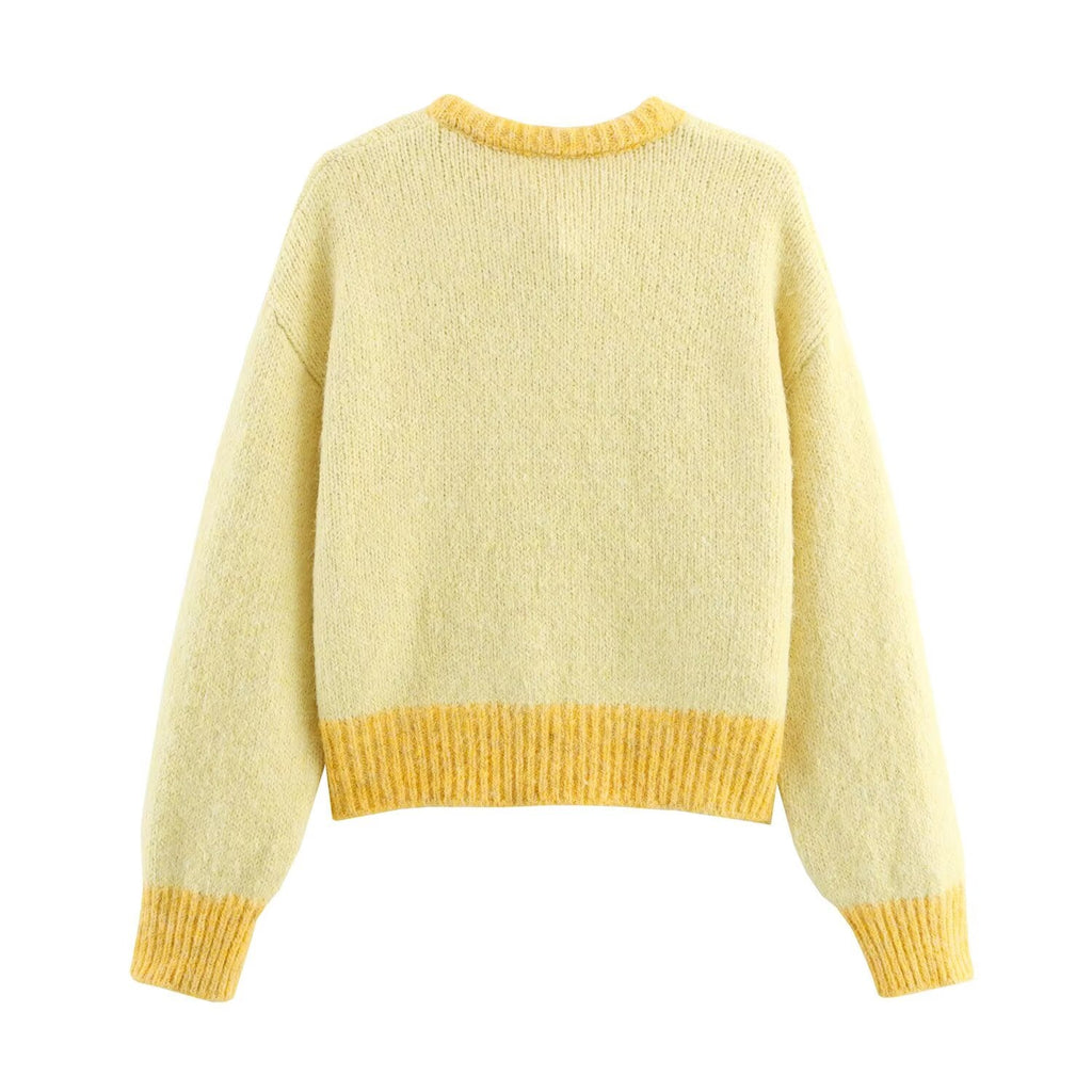 Women Clothing Fall round Neck Long Sleeve Bowknot Decorative Knitwear Coat Bella Mia