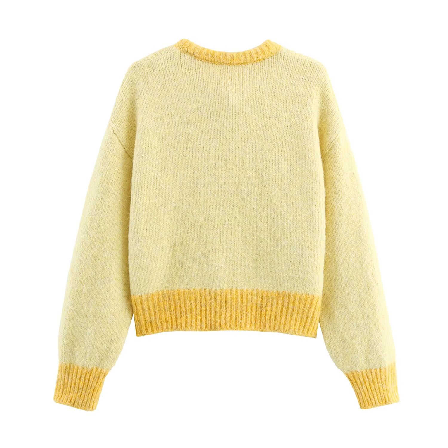 Women Clothing Fall round Neck Long Sleeve Bowknot Decorative Knitwear Coat Bella Mia